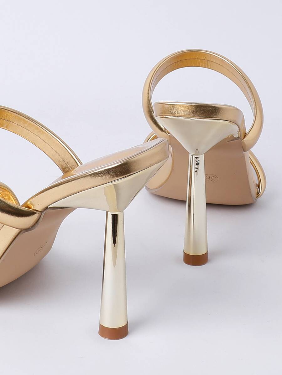 Square toe high heel sandals featuring sparkling rhinestone strap details and stiletto heels in PU leather.