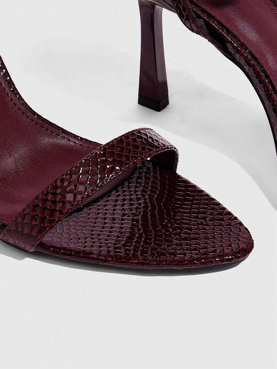 Women's open toe high heel sandals with stiletto heel and buckle ankle strap