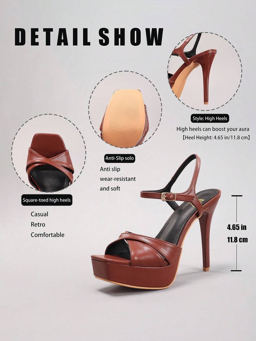 Lace embroidered open toe high heel sandals featuring a chunky square heel, platform wedge, and ankle strap buckle closure.