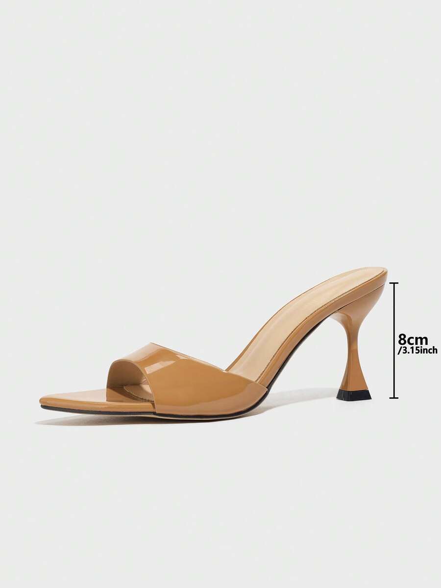 Women's pointed toe high heel mule sandals featuring a sleek slip-on design with elegant lace embroidery detailing