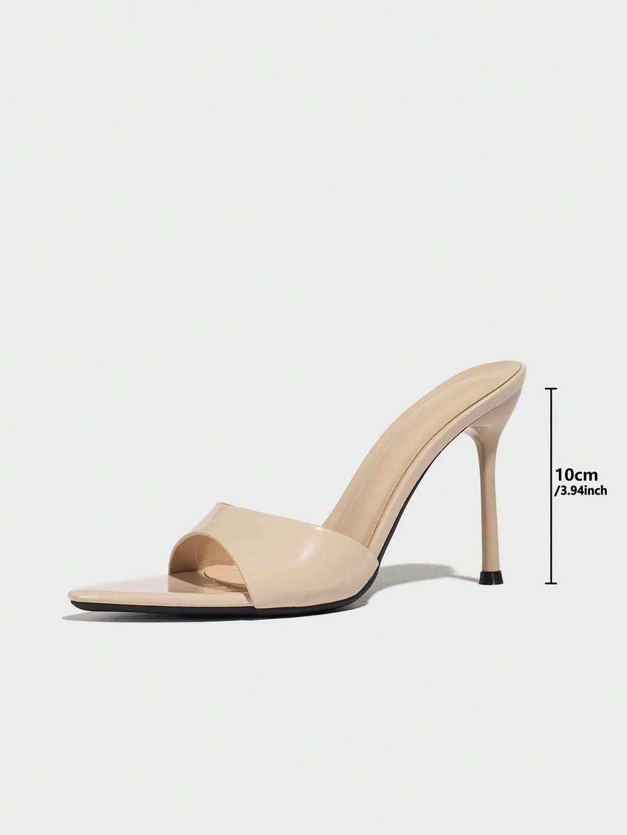 Women's elegant open toe high heel party mules featuring sleek stiletto heels and a slip-on design.
