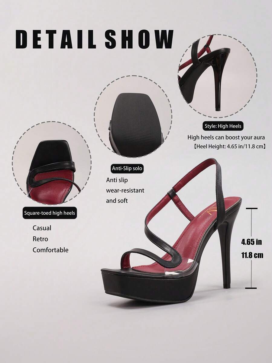 Lace embroidered open toe high heel sandals featuring a chunky square heel, platform wedge, and ankle strap buckle closure.