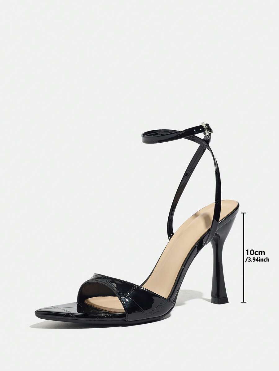 Women's open toe high heel stiletto sandals with sleek slingback buckle strap