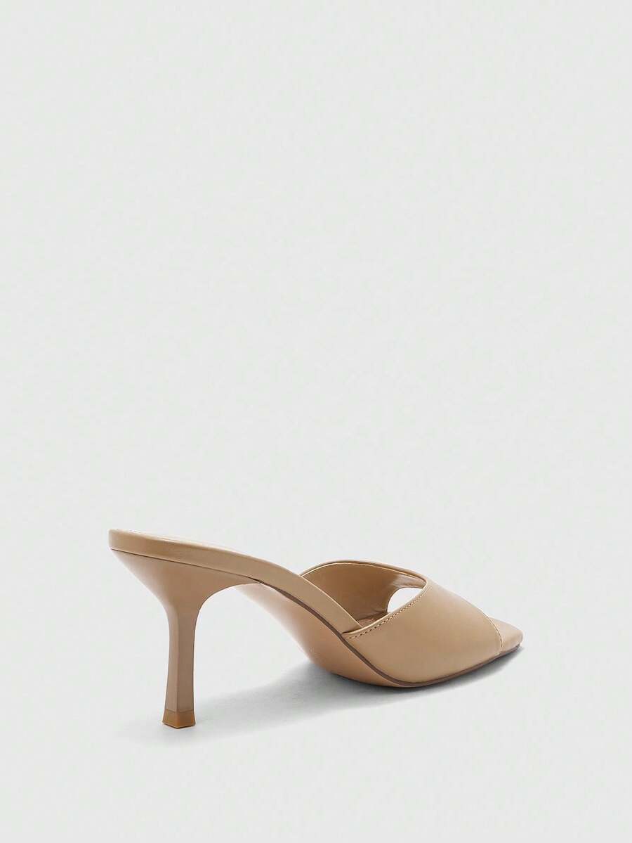 Women's black square toe high heel sandals featuring an open toe design, thin stiletto heel, and slingback strap.