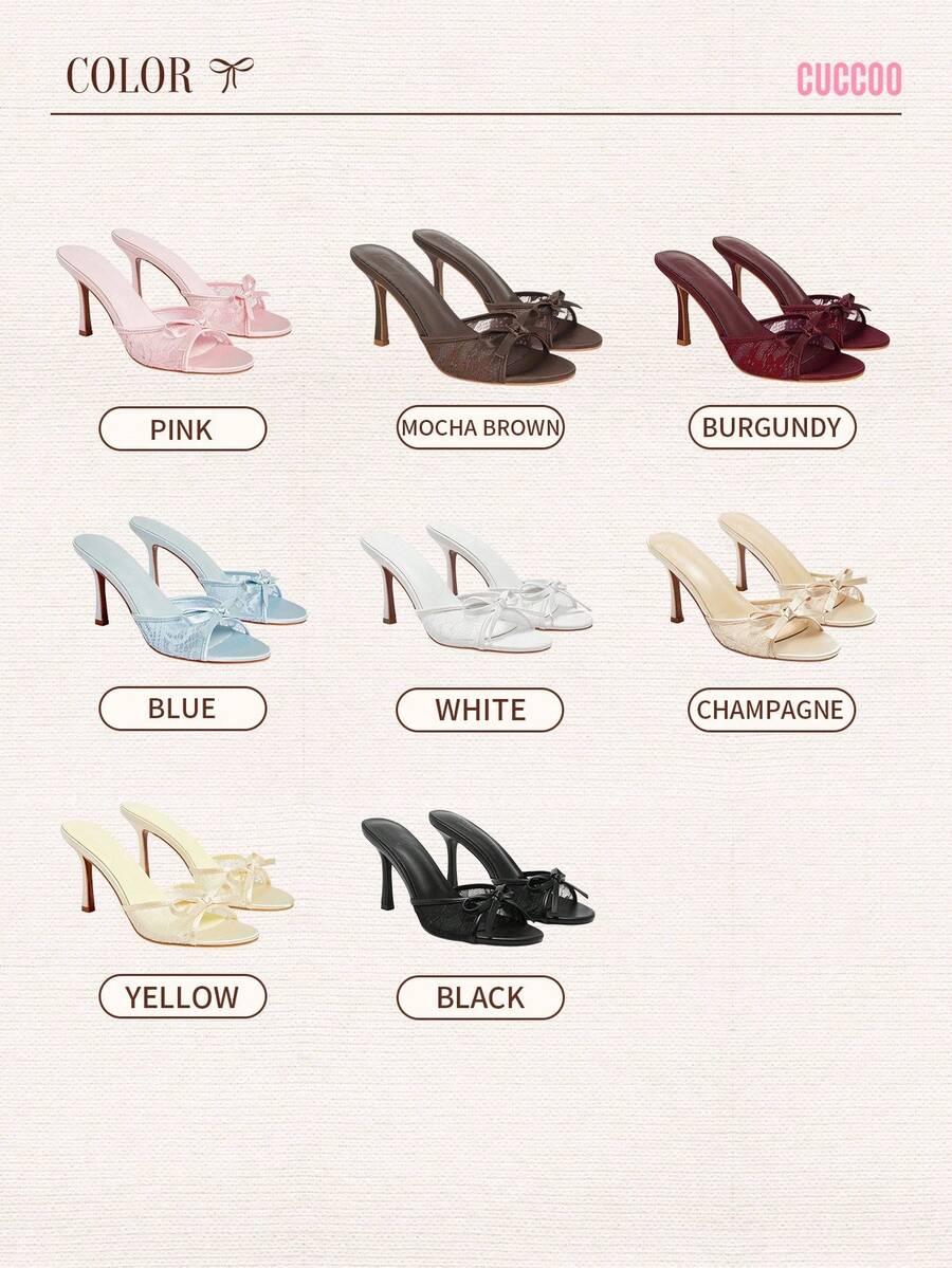 Elegant women's pointed toe high heel mules crafted from smooth PU leather with stiletto heels and delicate bow detail.
