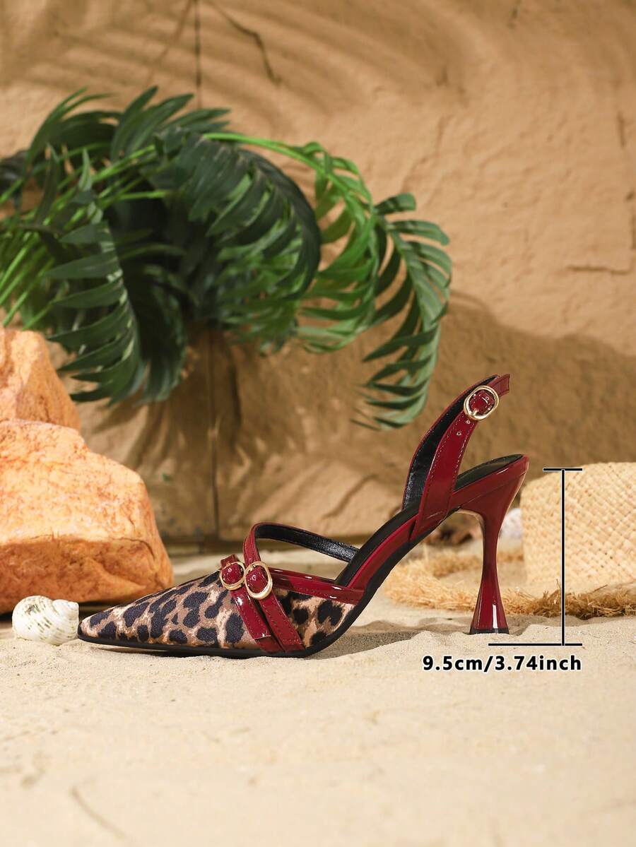 Women's point toe high heel pumps with ankle strap and wine glass pyramid heel