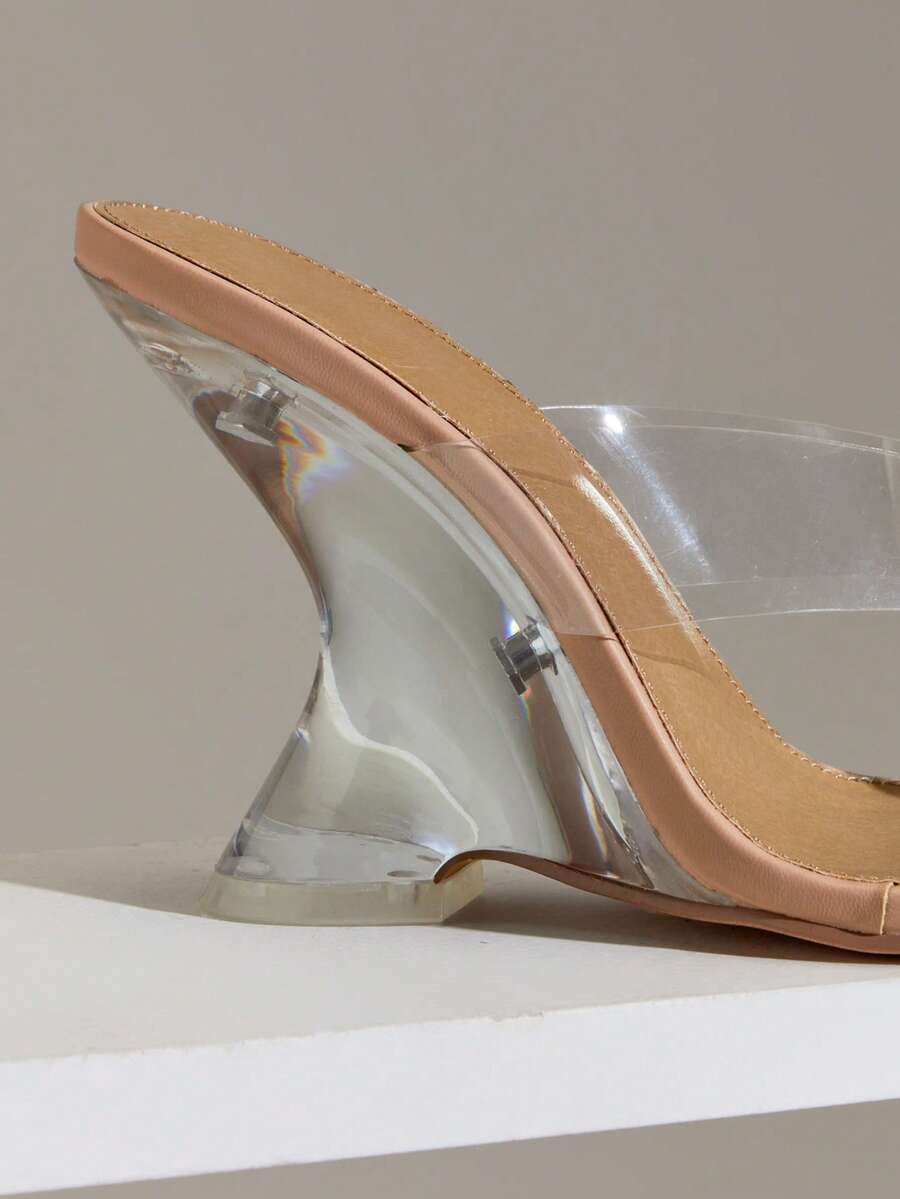 Women's slip-on thong strap wedge sandals featuring a high wedge heel and smooth PU leather upper.