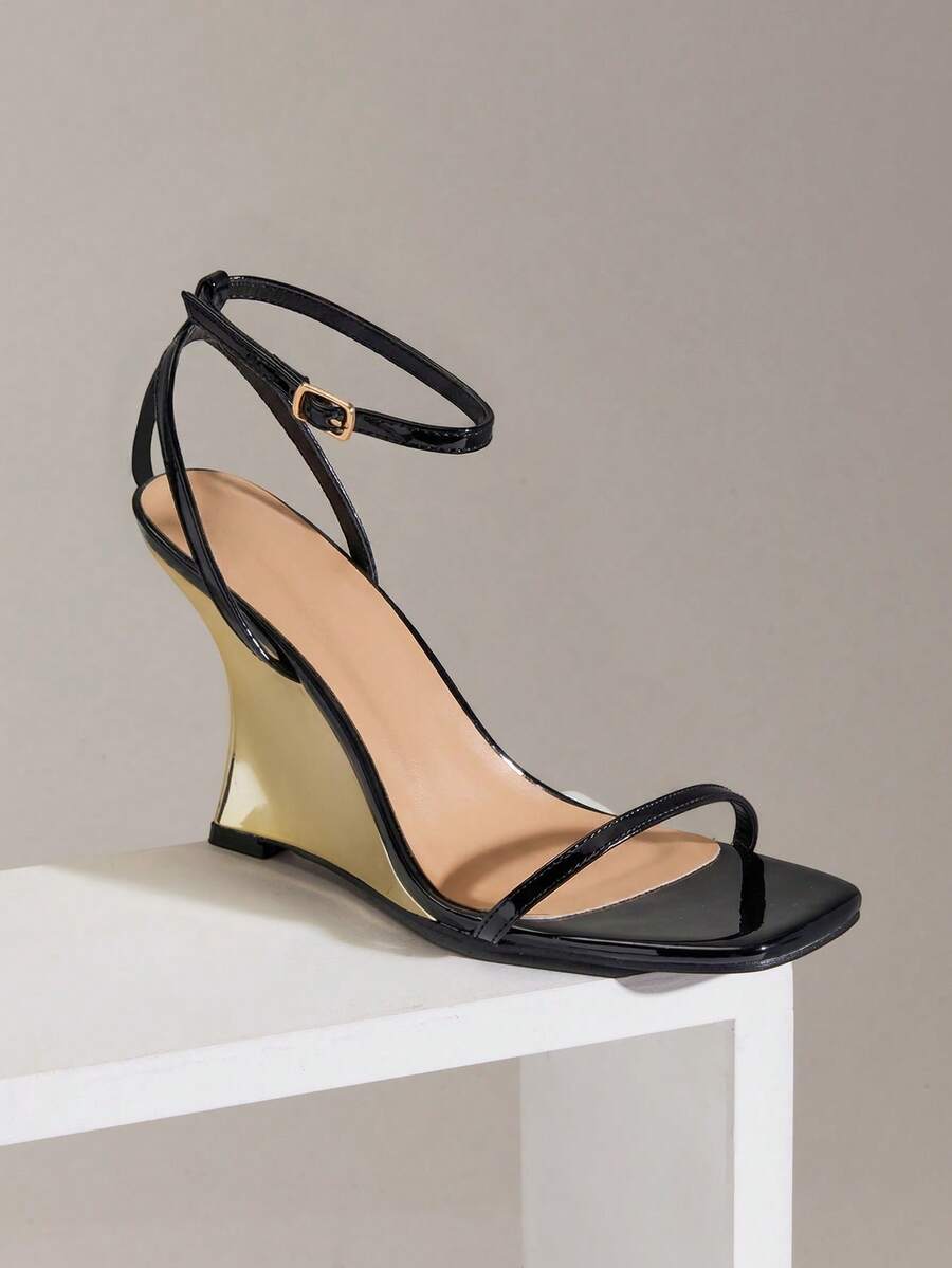 Women's slip-on thong wedge sandals with high heels and open toe design