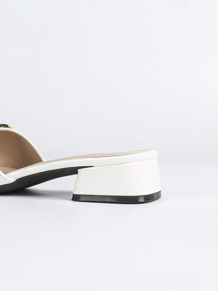 Women's multicolor square toe chunky heel sandals with bohemian textured pattern, canvas upper, and slip-on design.