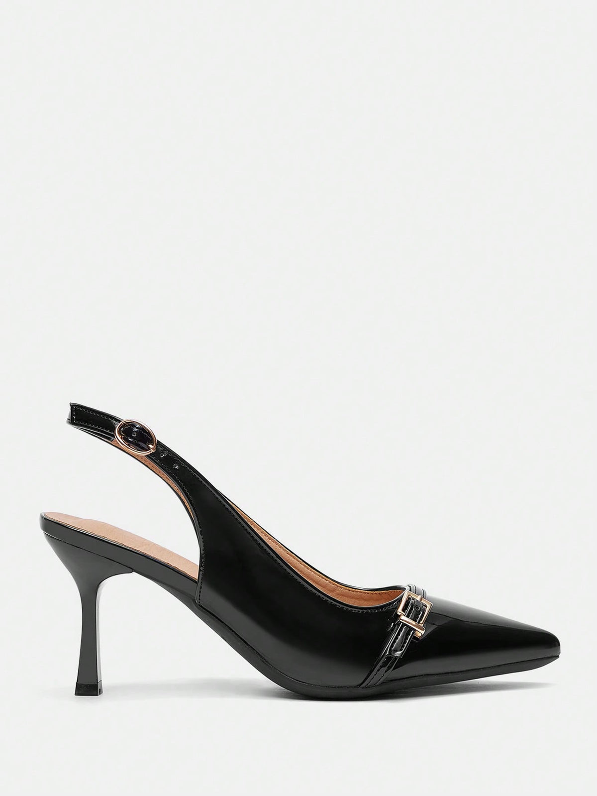 Beige pointed toe high heel pumps featuring a sleek stiletto heel and slingback strap for women.