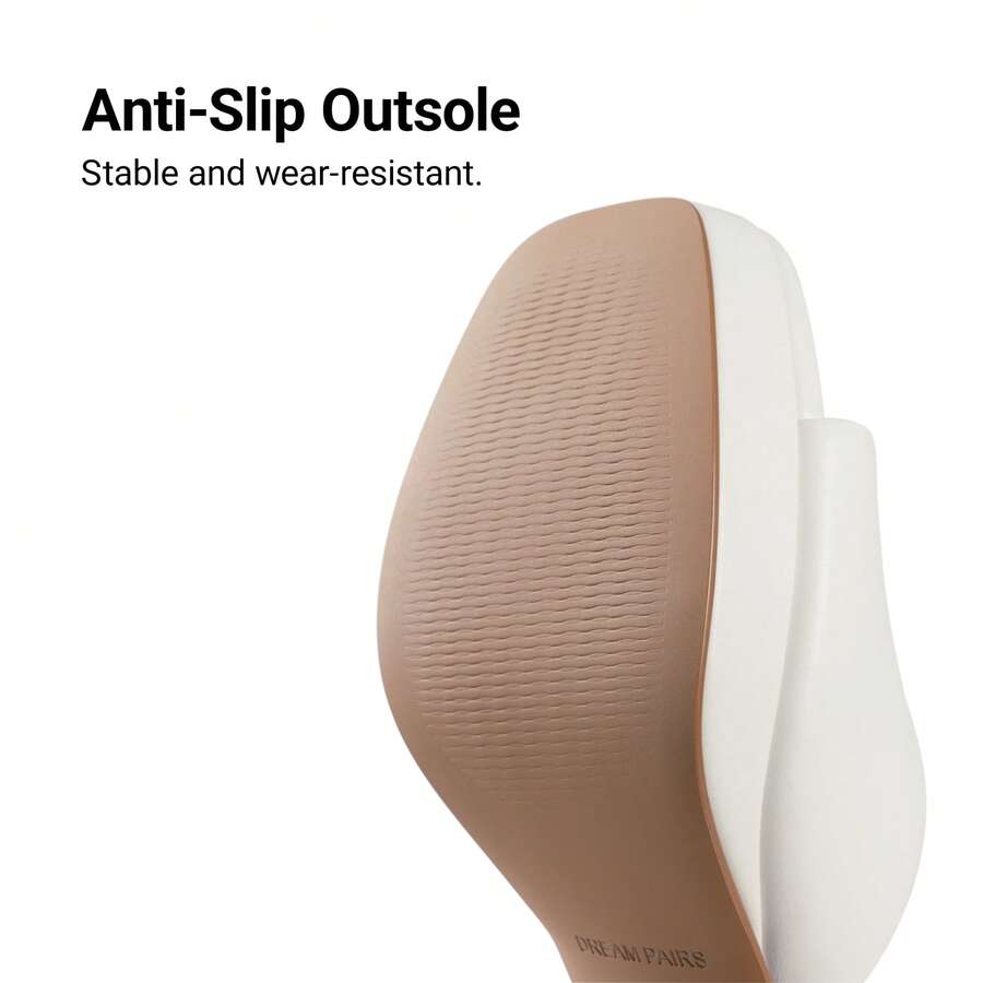 Women's minimalist open toe mule sandals featuring a chunky low heel, wide single strap, and slip-on design.