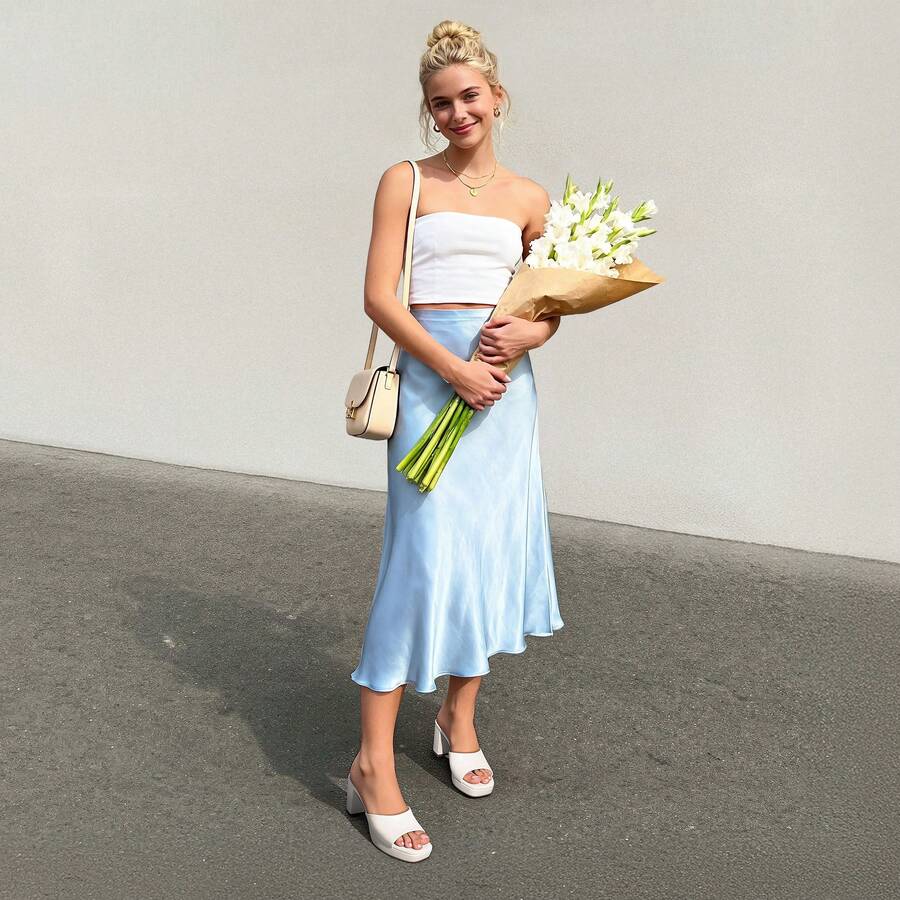 Women's minimalist open toe mule sandals featuring a chunky low heel, wide single strap, and slip-on design.