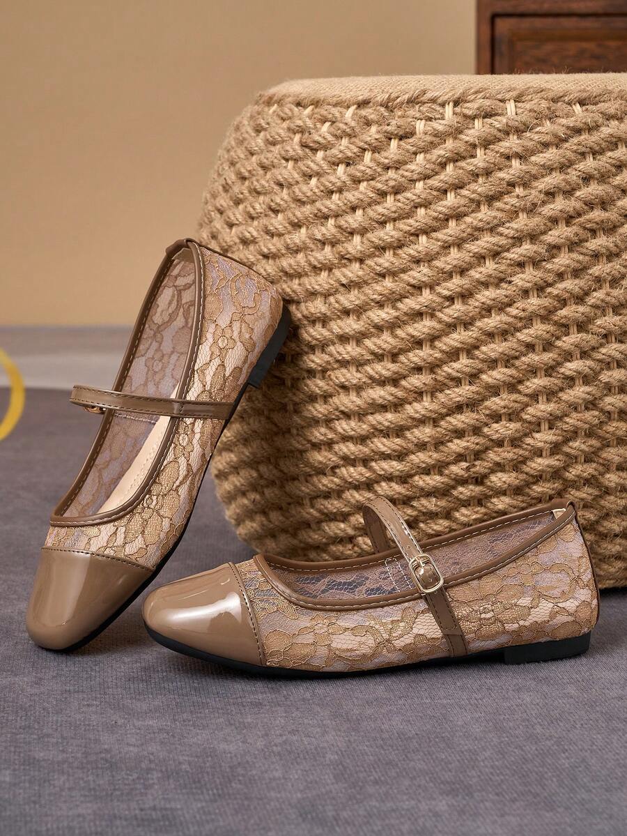 Pair of women's square toe slip-on flat shoes featuring a delicate bow detail and low vamp design.