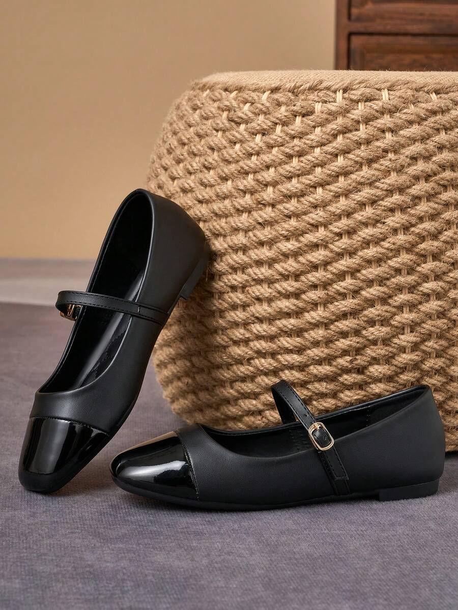 Pair of women's square toe slip-on flat shoes featuring a delicate bow detail and low vamp design.