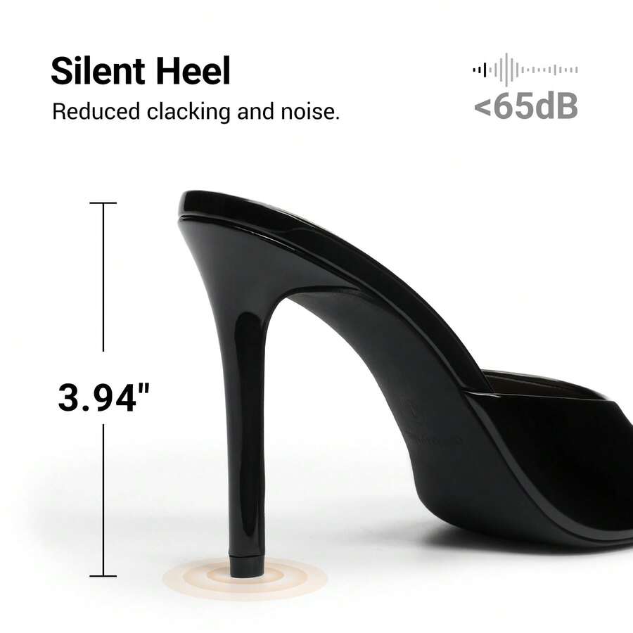 Women's peep toe stiletto mule sandals in white featuring a sleek high heel and slip-on design for party and wedding wear.