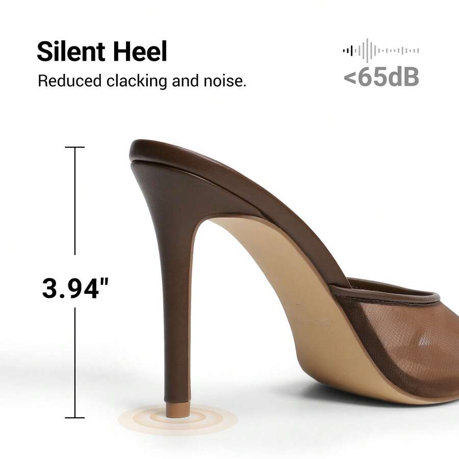 Women's peep toe stiletto mule sandals in white featuring a sleek high heel and slip-on design for party and wedding wear.