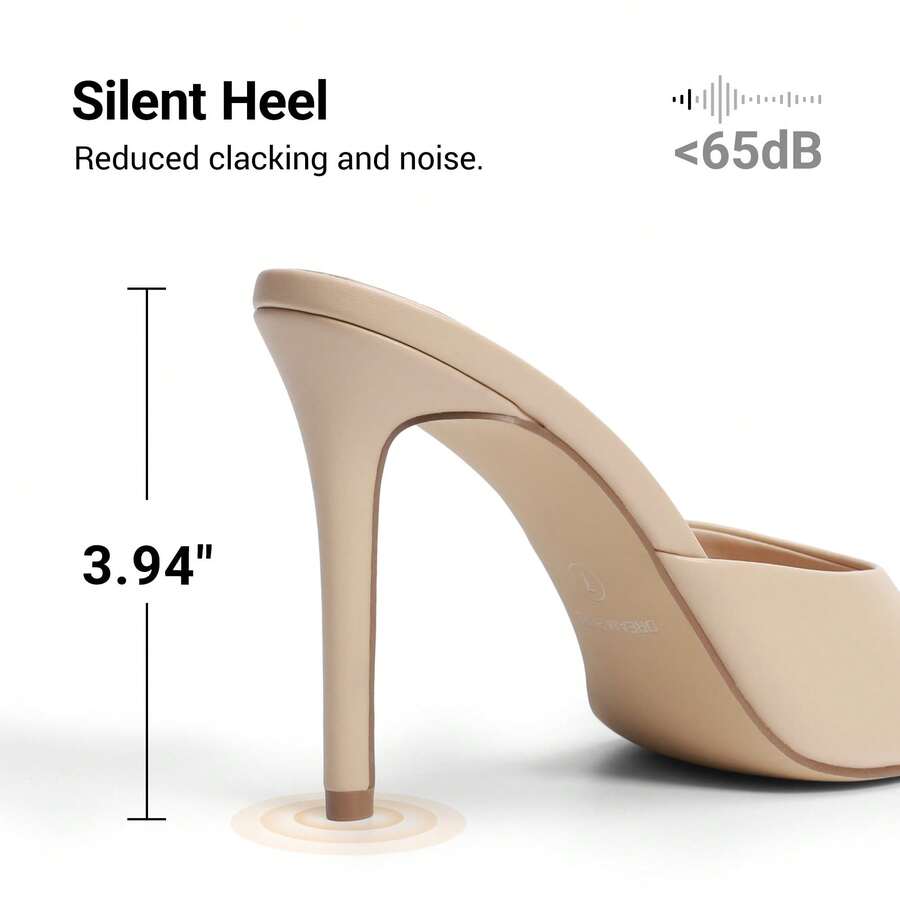 Women's peep toe stiletto mule sandals in white featuring a sleek high heel and slip-on design for party and wedding wear.