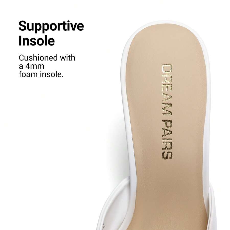 Women's peep toe stiletto mule sandals in white featuring a sleek high heel and slip-on design for party and wedding wear.