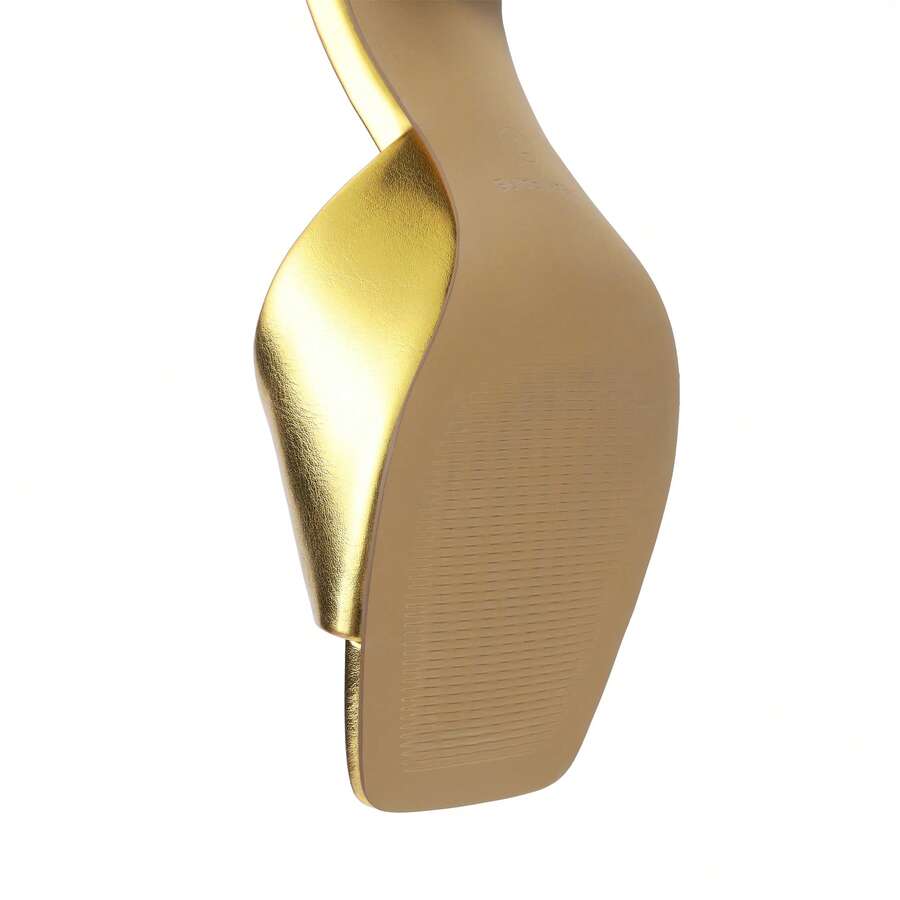 Pair of women's open square toe kitten heel mule sandals in white PU leather with slip-on styling.