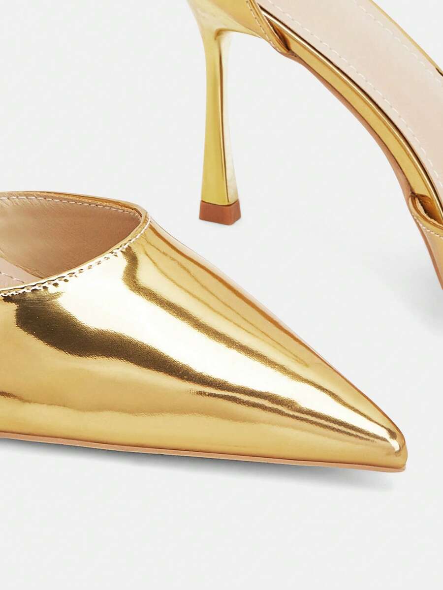 Women's pointed toe stiletto high heels featuring an ankle strap with buckle closure in sleek PU leather.