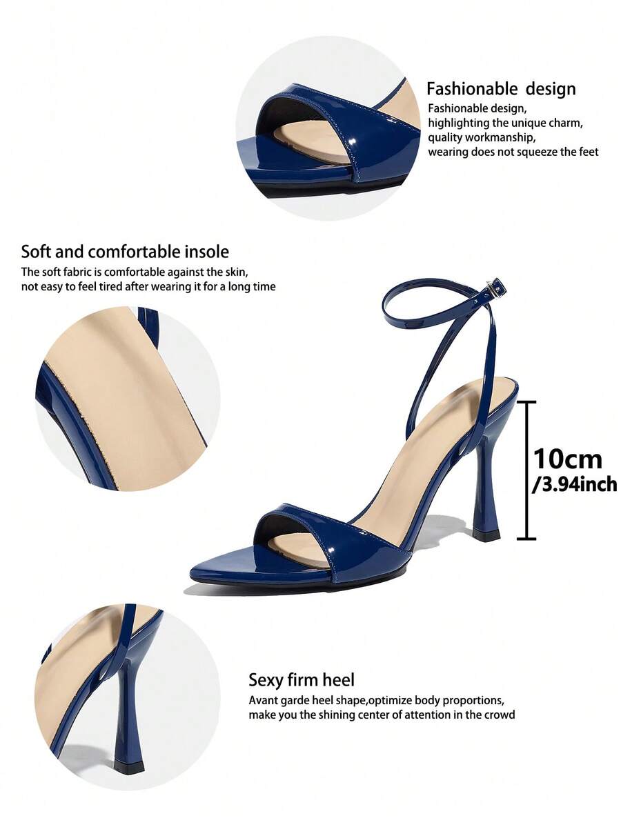 Women's open toe high heel stiletto sandals with sleek slingback buckle strap