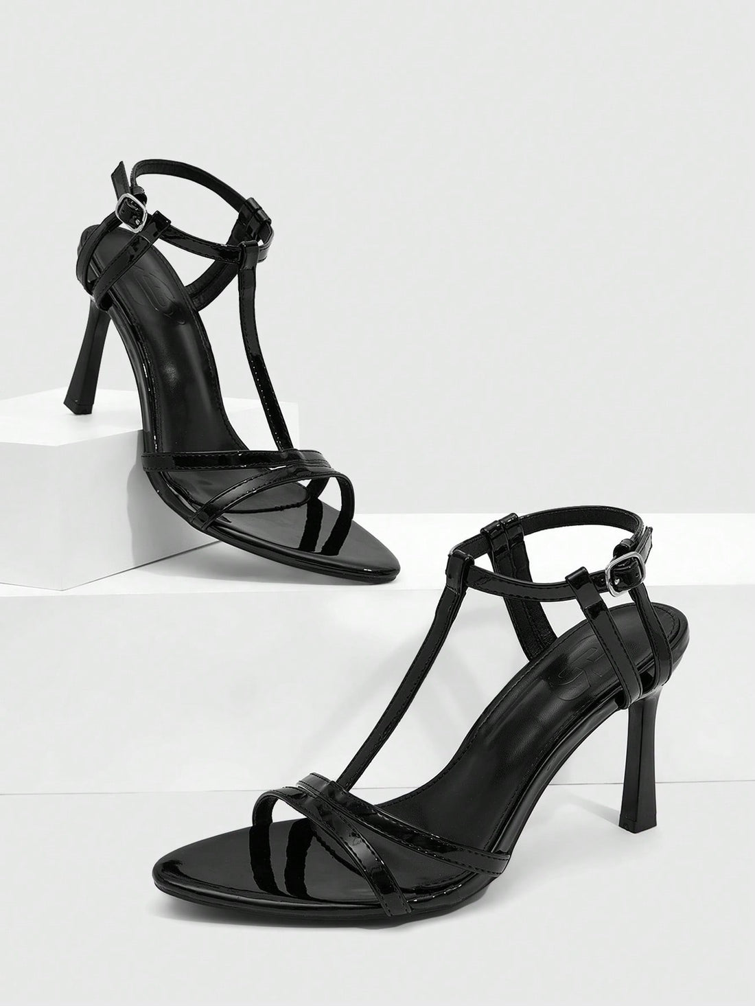 Milk apricot open toe high-heeled sandals with adjustable ankle buckle strap and stiletto heel for ladies.