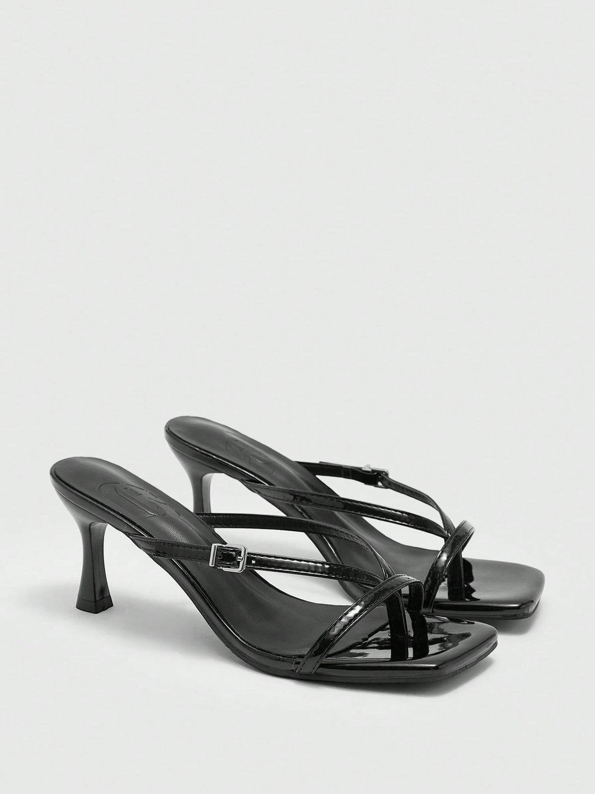 Burgundy square toe kitten heel flip-flops sandals with buckle slingback strap for women
