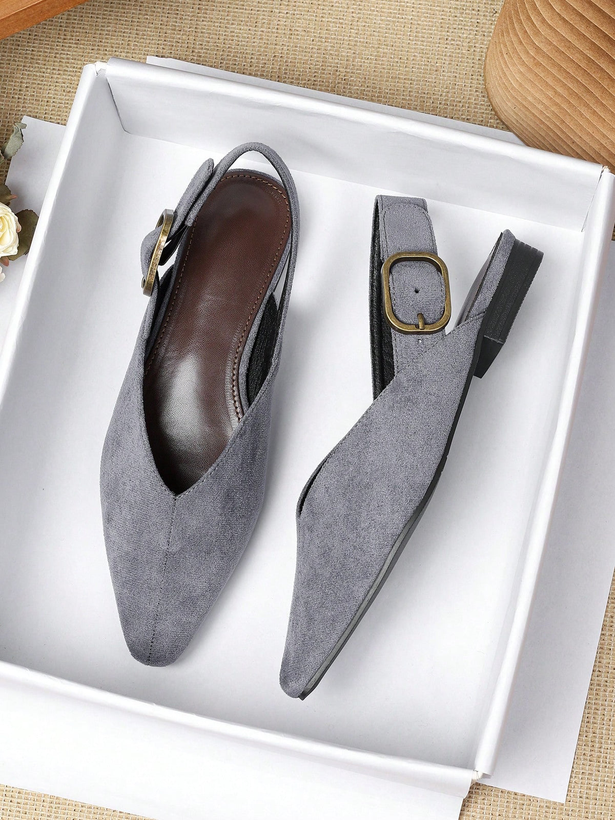 Women's square toe flat loafers featuring a classic low vamp slip-on design with soft PU leather upper and flexible walking sole.