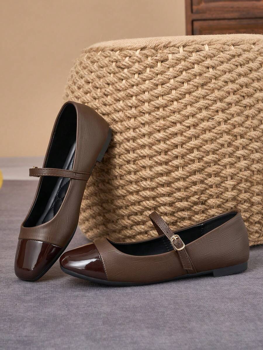 Pair of women's square toe slip-on flat shoes featuring a delicate bow detail and low vamp design.