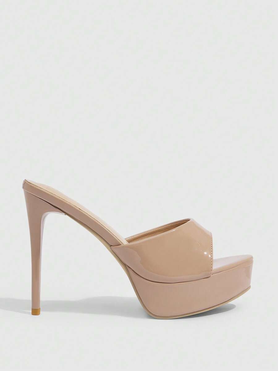 Women's open-toe round toe stiletto high heel sandals featuring a sleek slingback strap and elegant mid-heel design.