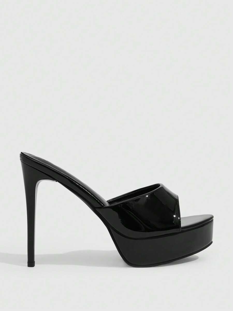 Women's open-toe round toe stiletto high heel sandals featuring a sleek slingback strap and elegant mid-heel design.