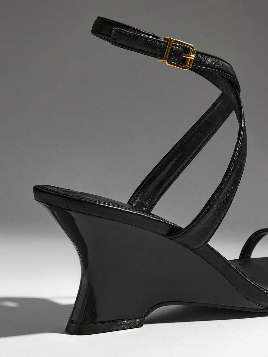 Women's faux suede thong wedge sandals featuring rope detail and high platform wedge sole