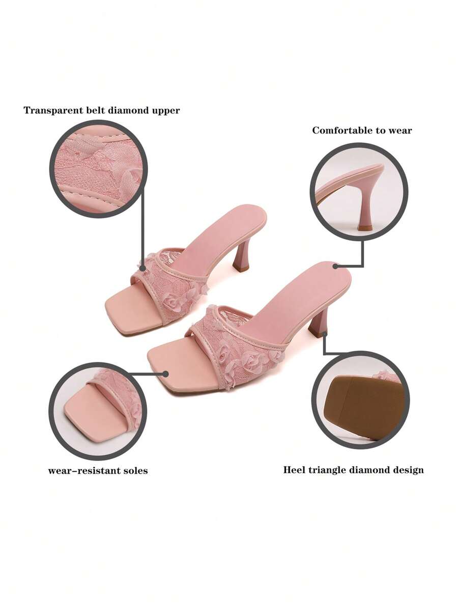 Women's high heel thong sandals featuring sparkling rhinestone buckle accents, slender stiletto thin heel, toe post, and cross straps.