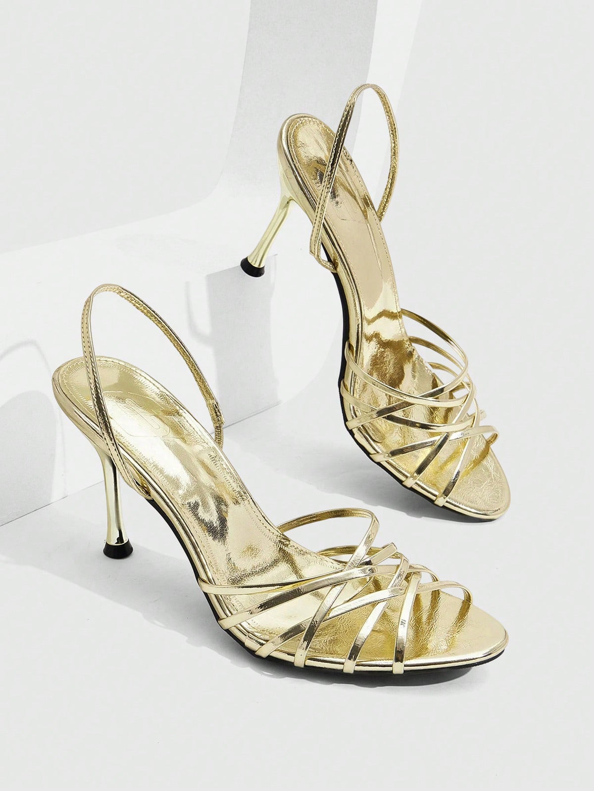 Women's cross strap square heel sandals featuring open toe and slingback design