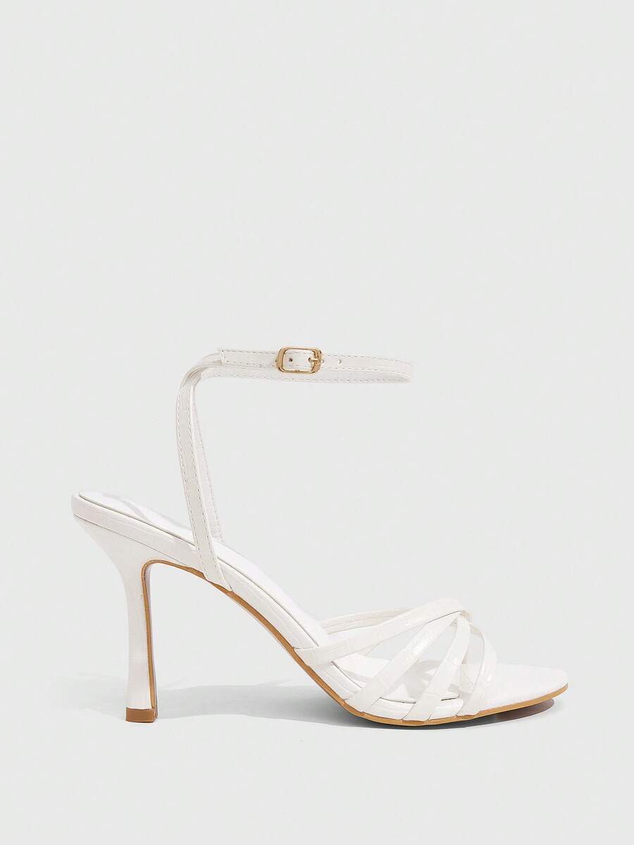 Women's pointed toe kitten heel shoes with adjustable ankle strap buckle closure