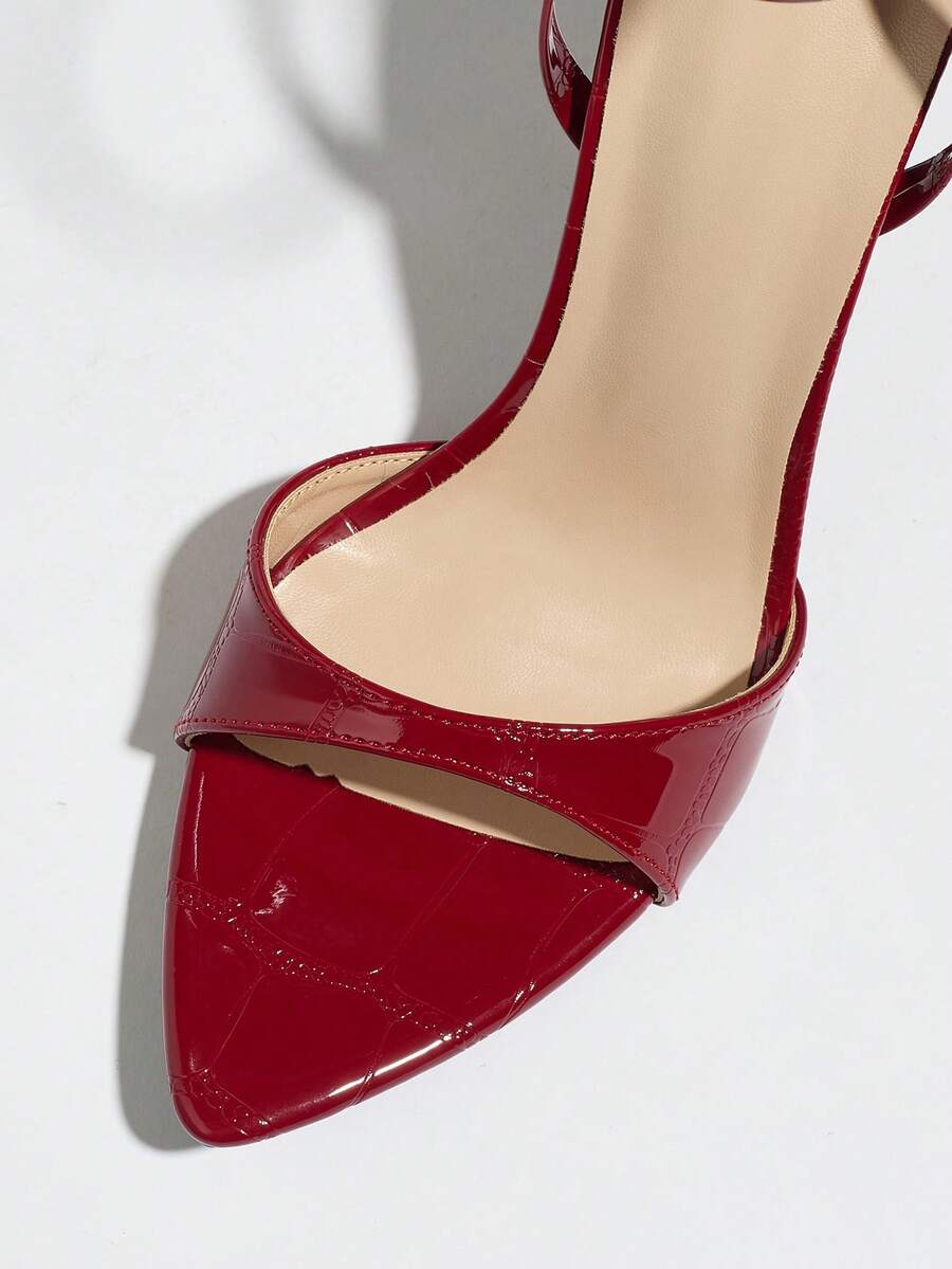 Women's open toe high heel stiletto sandals with sleek slingback buckle strap