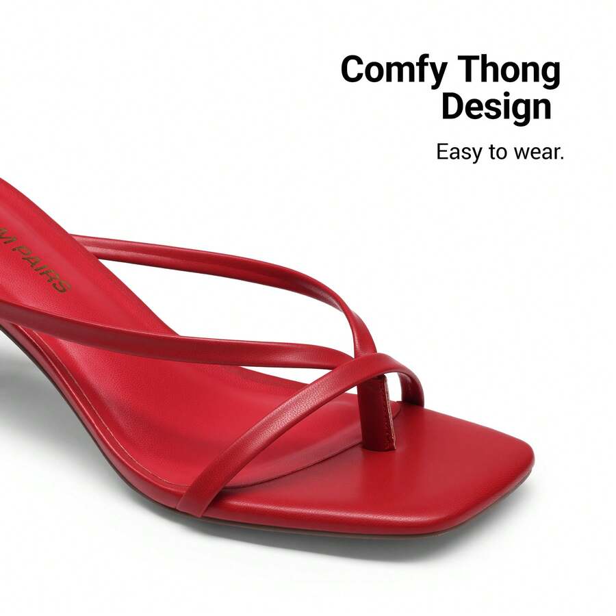 Women's metallic kitten low heel thong sandals featuring an open square toe and slip-on mule design.
