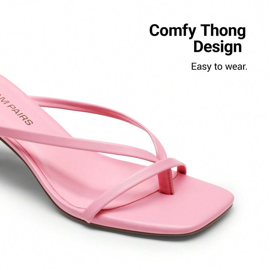 Women's metallic kitten low heel thong sandals featuring an open square toe and slip-on mule design.