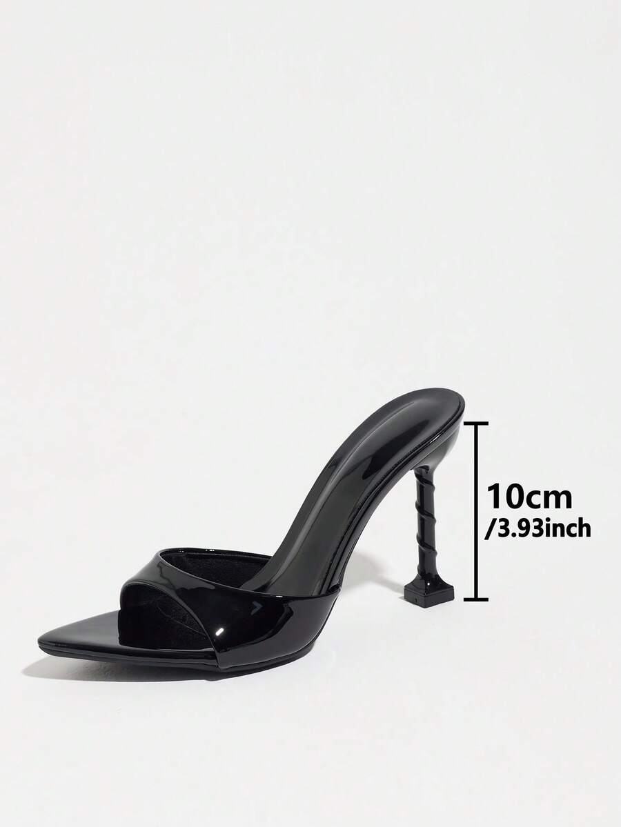 Women's elegant open toe high heel party mules featuring sleek stiletto heels and a slip-on design.