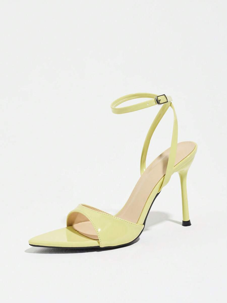 Women's open toe high heel stiletto sandals with sleek slingback buckle strap