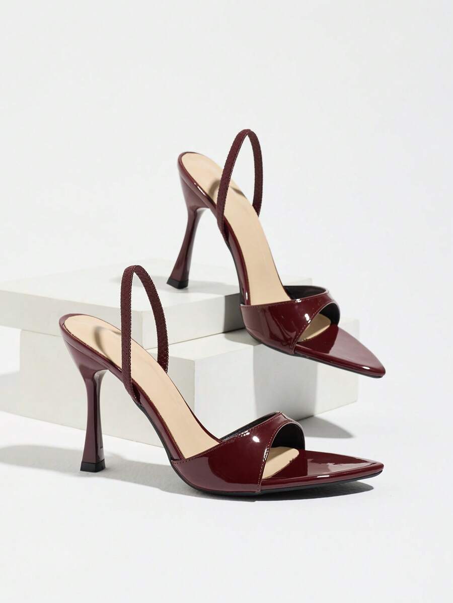Women's open toe high heel stiletto sandals with sleek slingback buckle strap