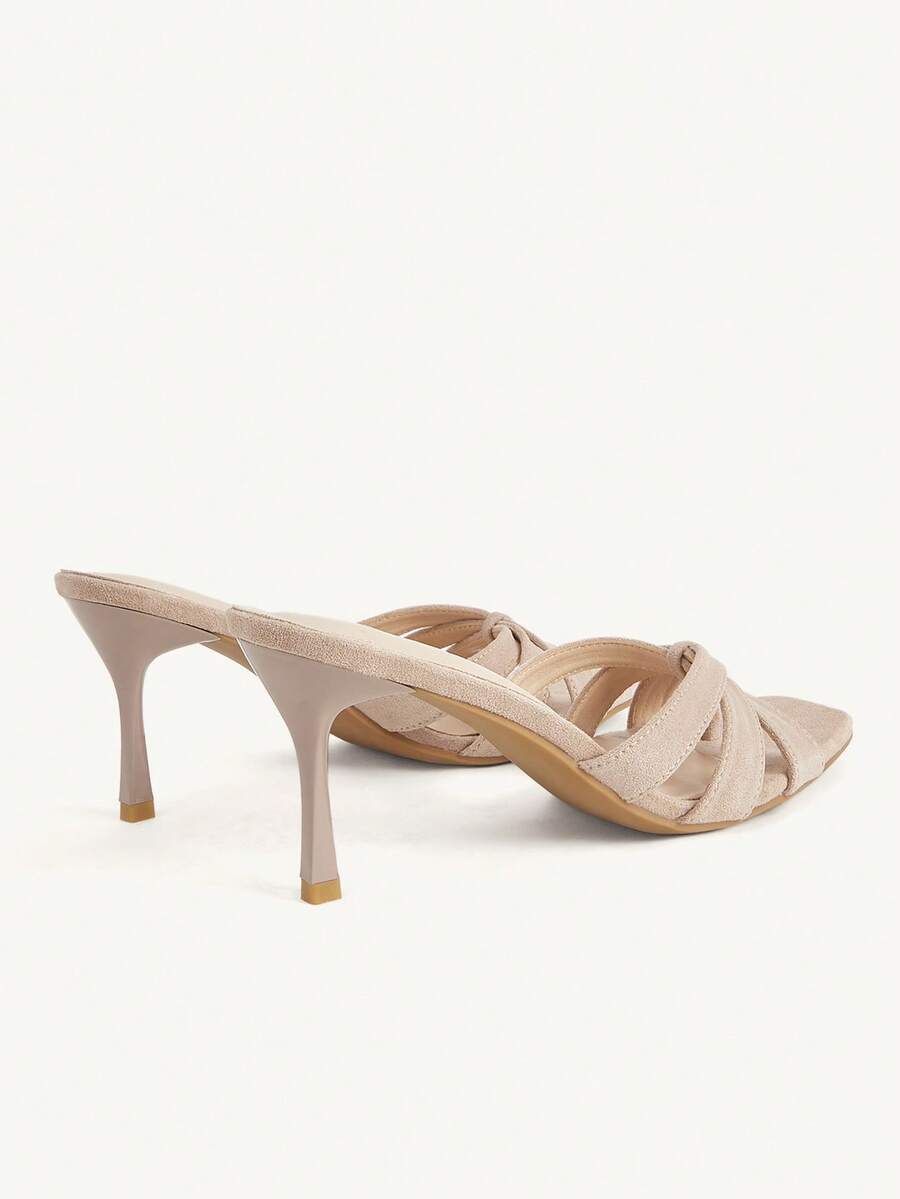 Square toe gold metallic heel sandals for women featuring open toe, crossover slingback strap, and stiletto mid heel for weddings and parties.