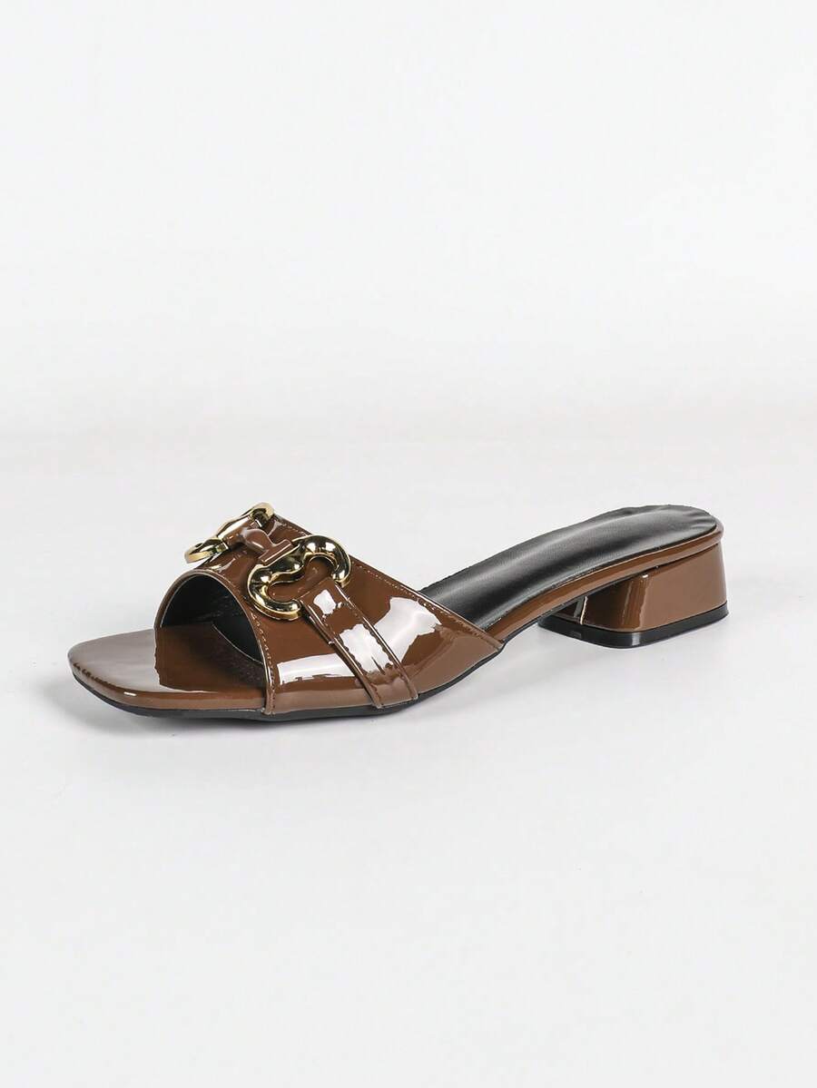 Women's multicolor square toe chunky heel sandals with bohemian textured pattern, canvas upper, and slip-on design.