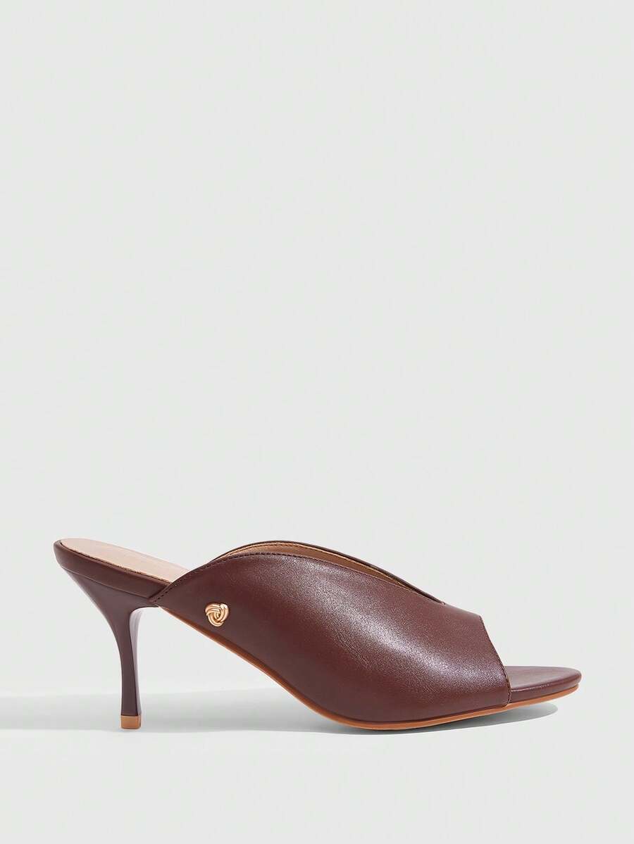 Women's open toe slingback platform sandals featuring a stiletto mid heel and smooth PU leather finish