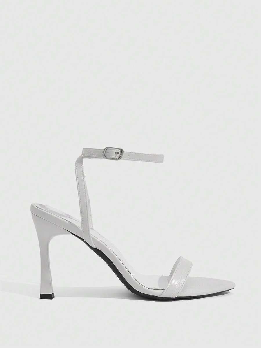 Women's open toe high heel sandals with stiletto heel and buckle ankle strap