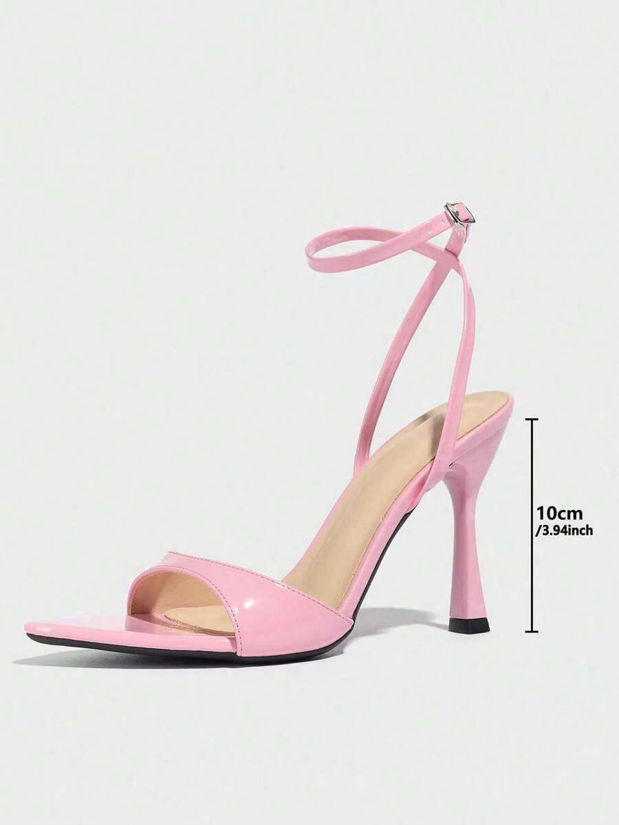 Women's open toe high heel stiletto sandals with sleek slingback buckle strap