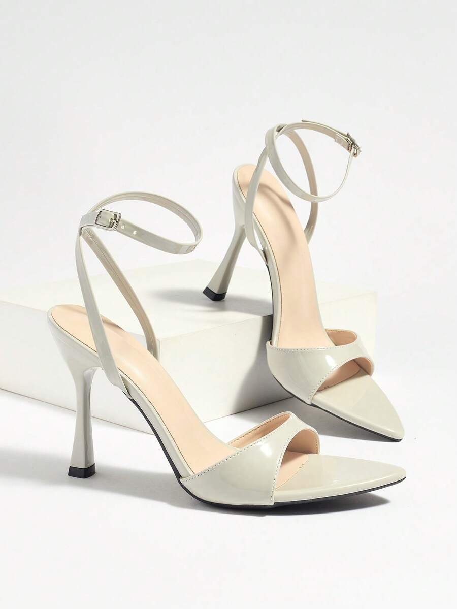 Women's open toe high heel stiletto sandals with sleek slingback buckle strap
