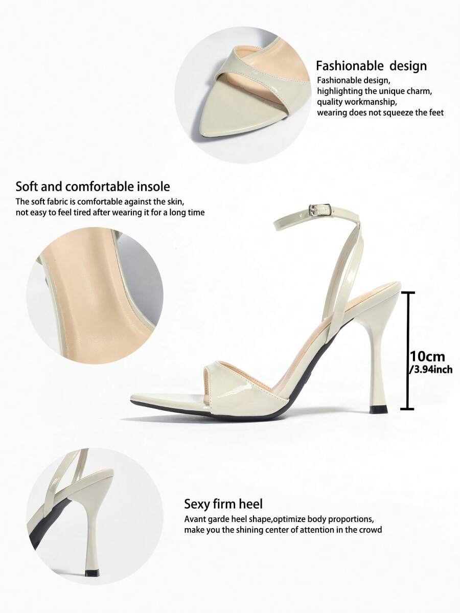 Women's open toe high heel stiletto sandals with sleek slingback buckle strap