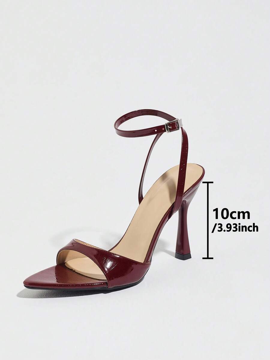 Women's open toe high heel stiletto sandals with sleek slingback buckle strap