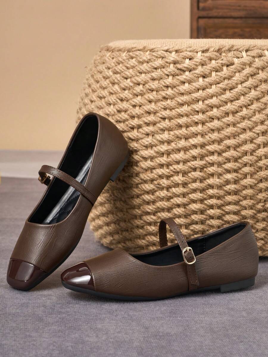 Pair of women's square toe slip-on flat shoes featuring a delicate bow detail and low vamp design.